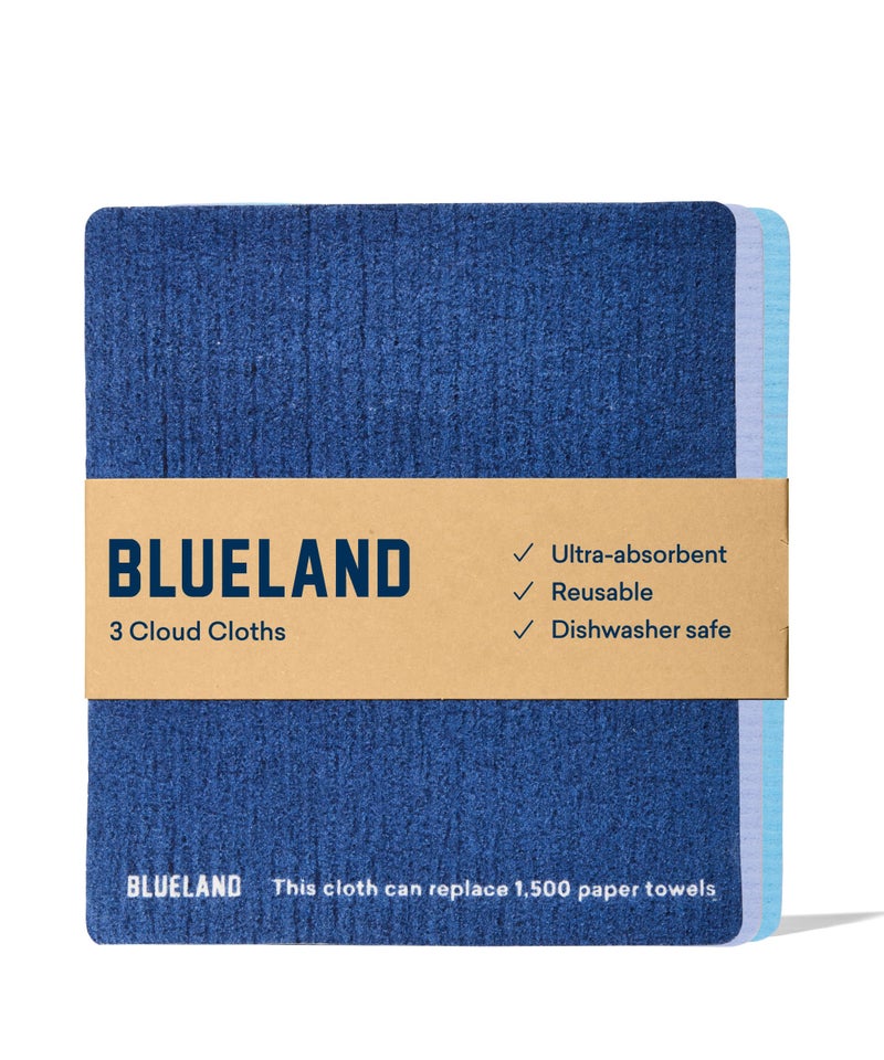 BLUELAND Cloud Cloth 3Pack Reuseable Paper Towel Replacement Natural Swedish Dish Kitchen Sponge